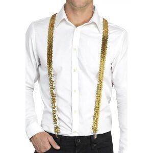 Smiffys Sequin Costume Suspenders / Gold